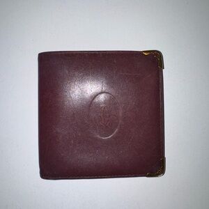 Cartier Burgundy Leather Card Holder with Gold Accents